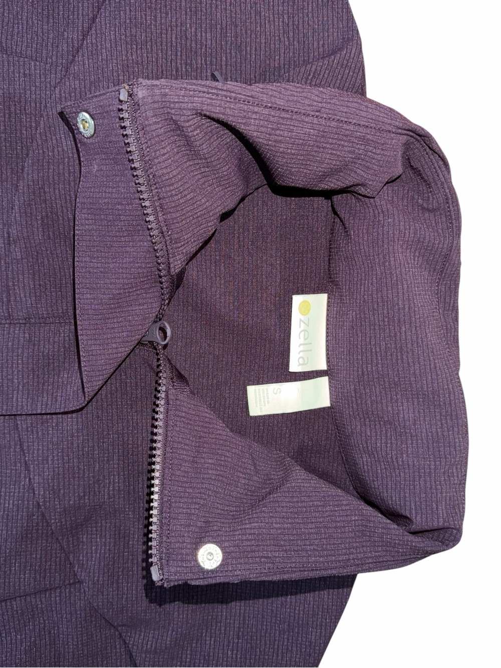 Zella Packable Hooded Rain Jacket Purple Utility Travel Coat Womens Small - Picture 7 of 10